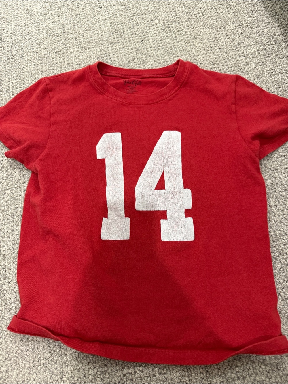 Brandy Melville Red Tee with White '14' Graphic